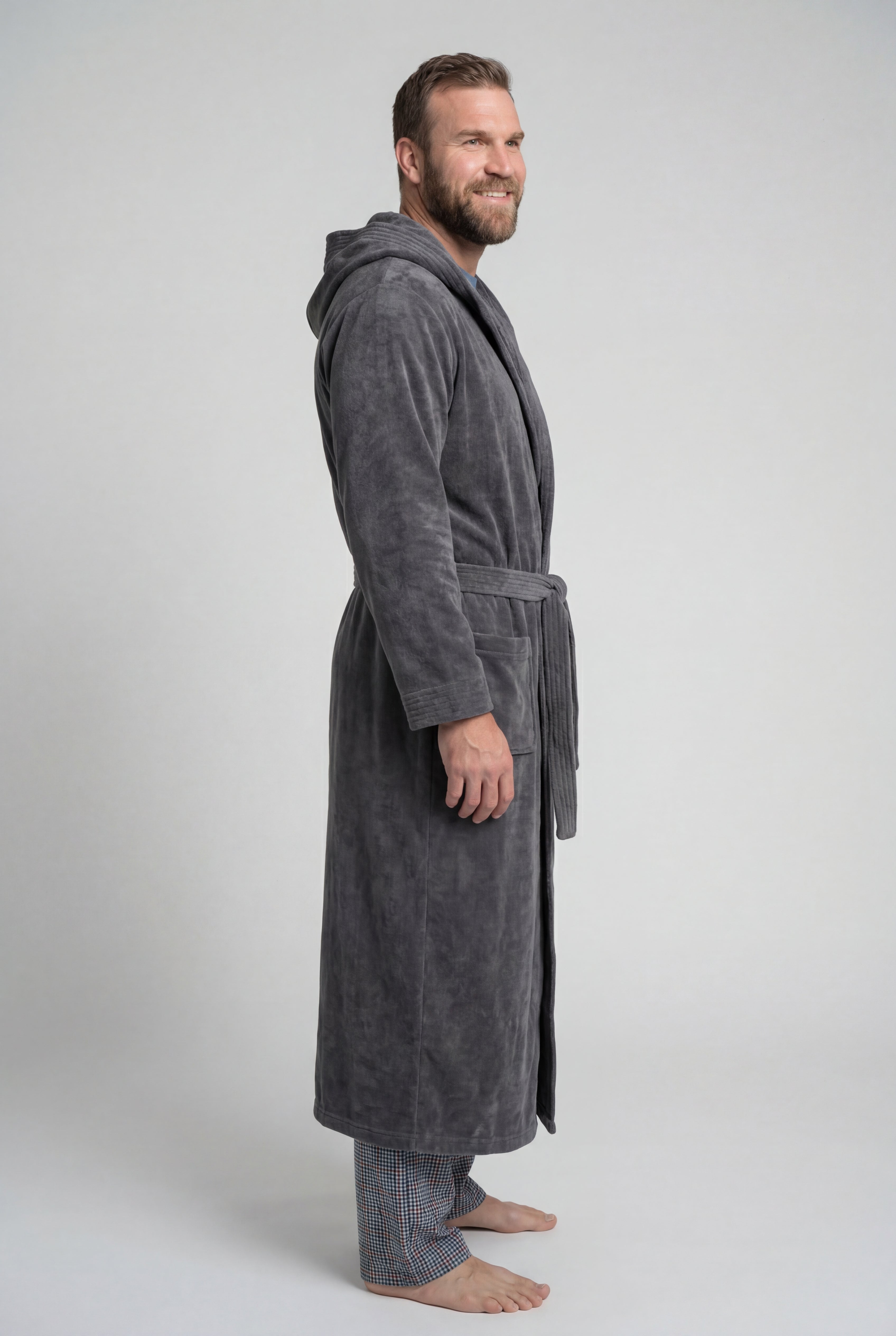 Terry Velour Hooded Maxi Robe image number 2