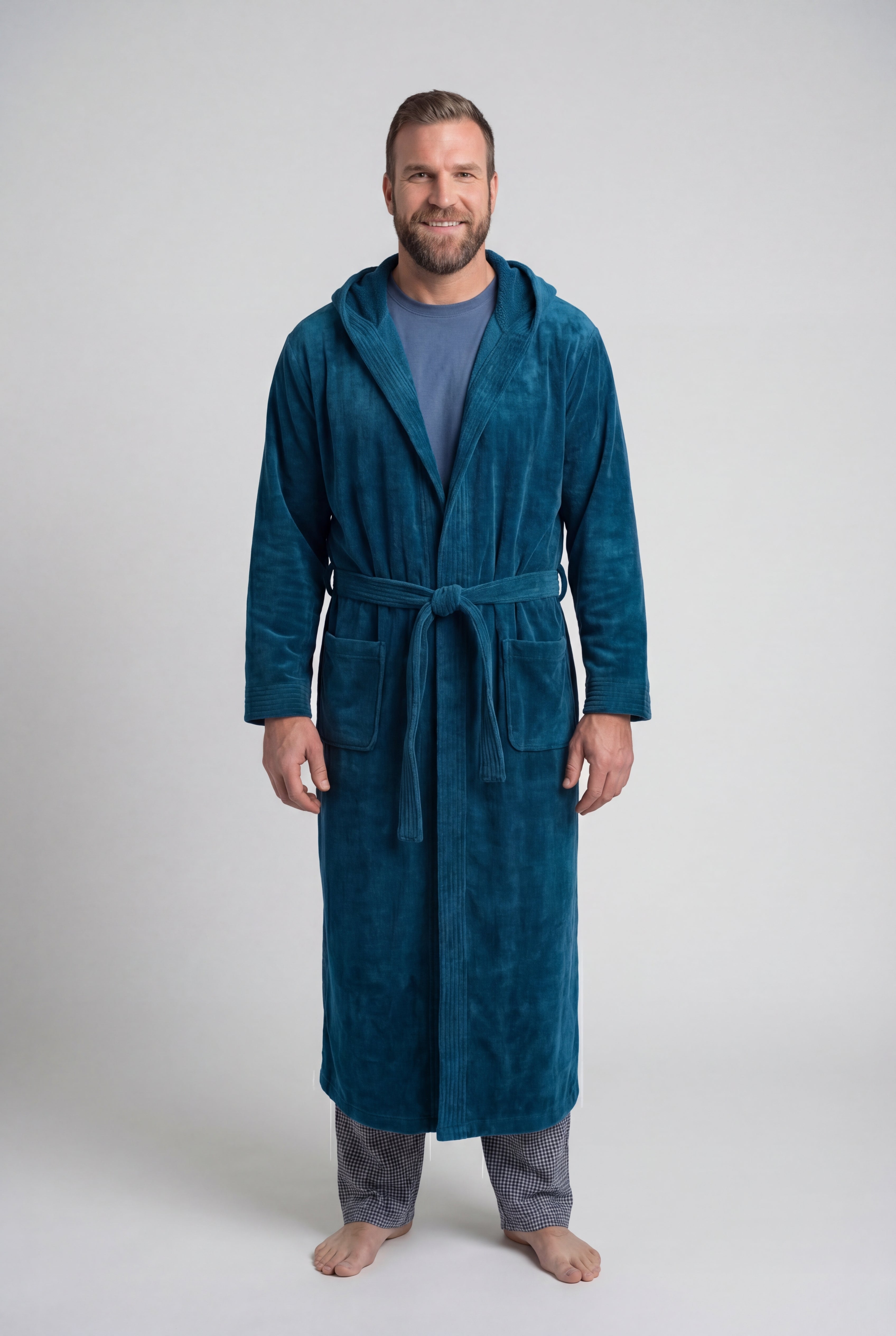 Terry Velour Hooded Maxi Robe image number 1