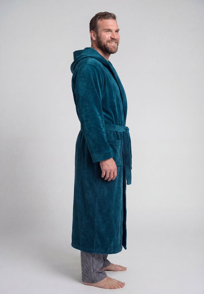 Terry Velour Hooded Maxi Robe image number 2