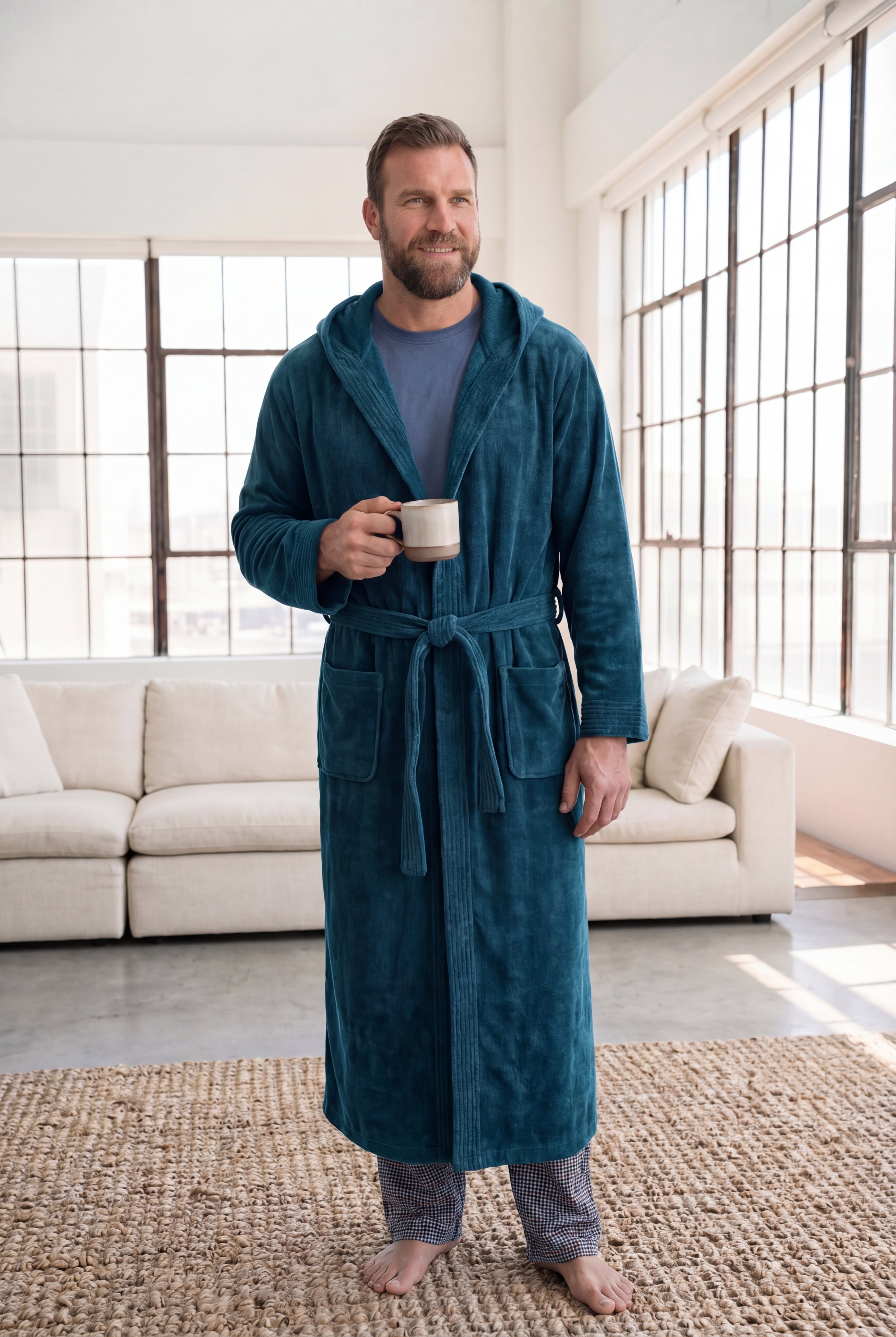 Terry Velour Hooded Maxi Robe image number 0