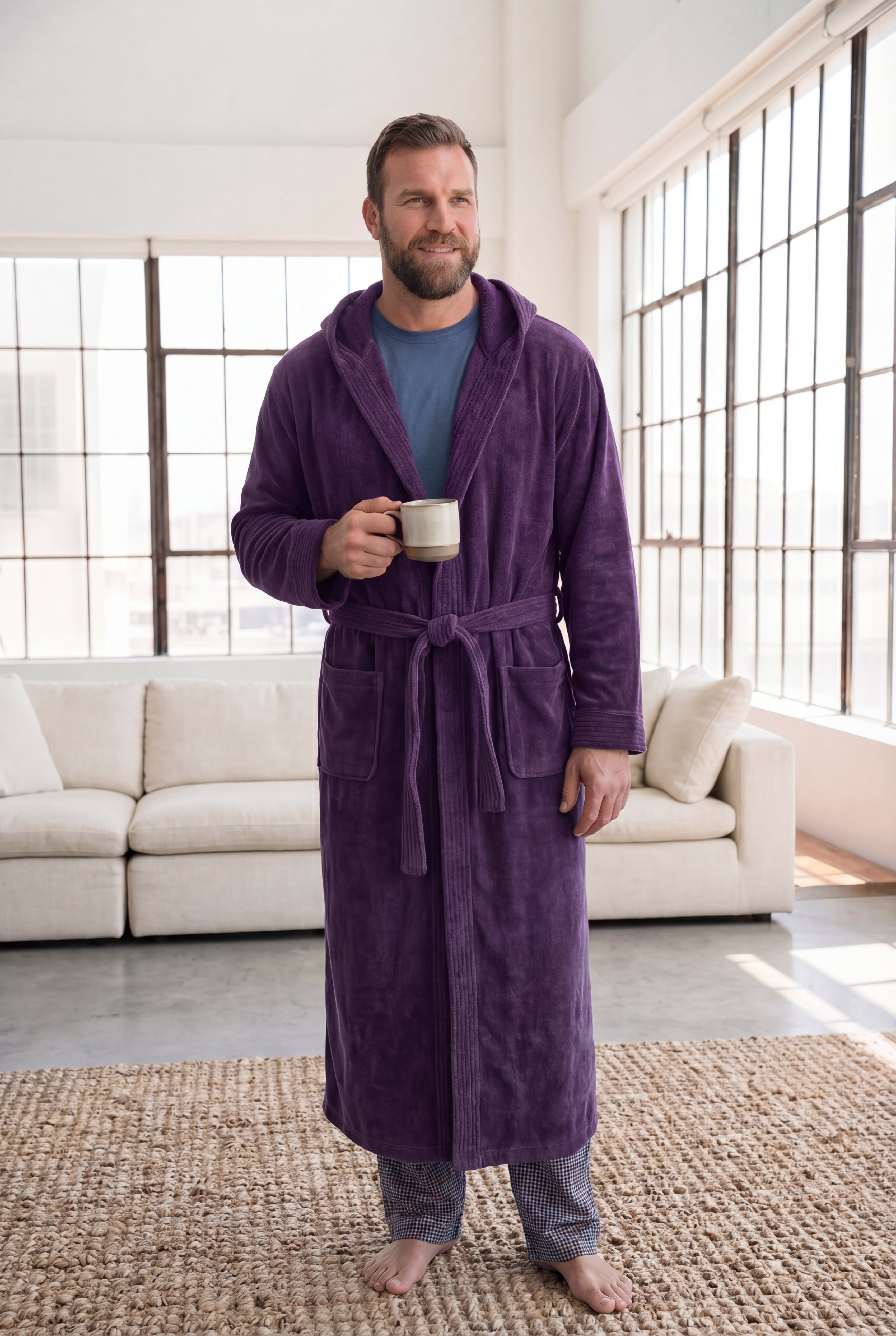 Terry Velour Hooded Maxi Robe image number 0