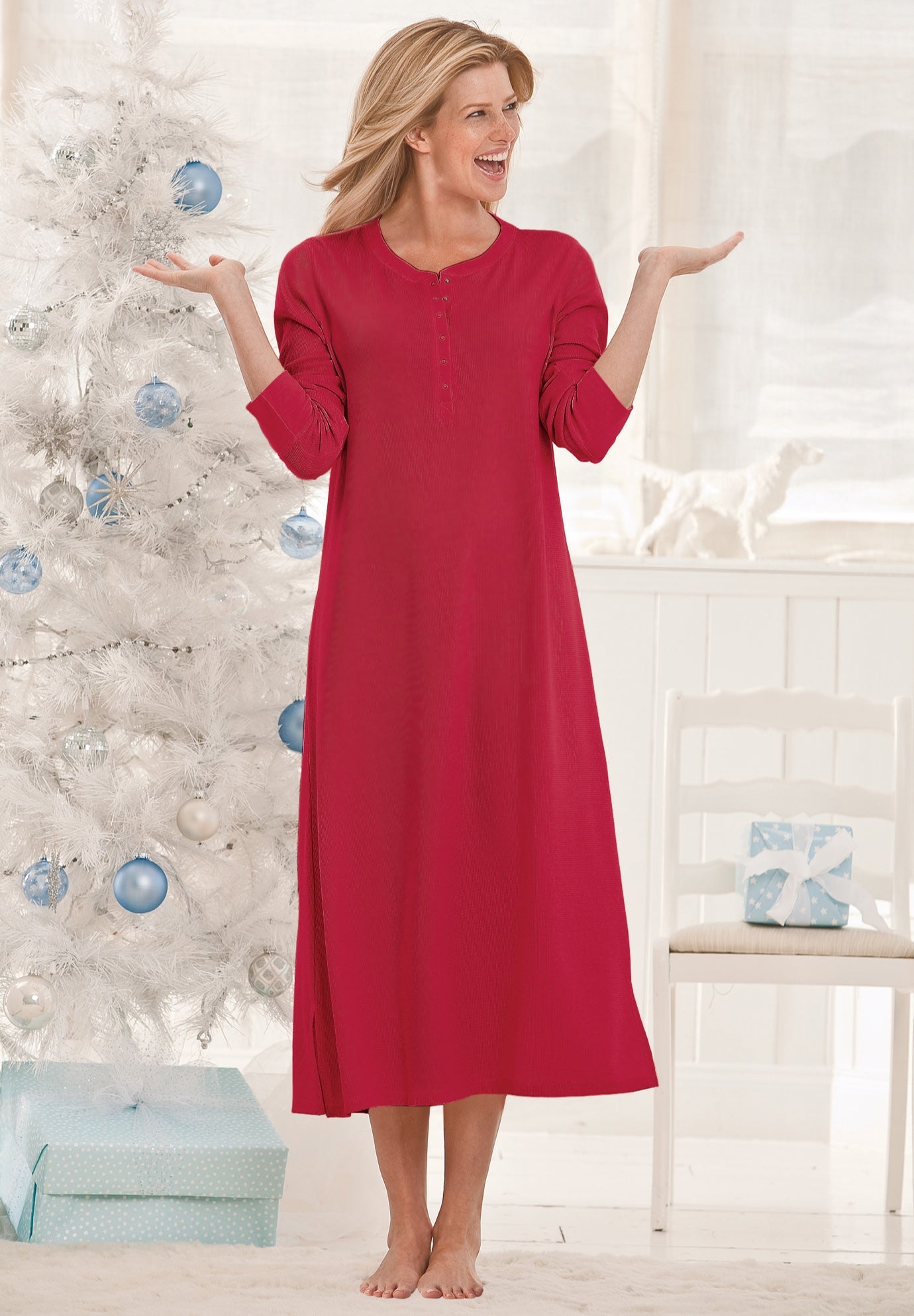 Thermal Henley Nightgown image number 3