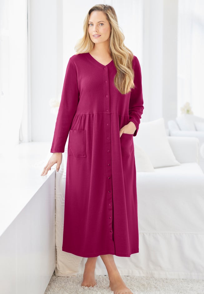 Long Snap-Front Knit Lounger image number 5