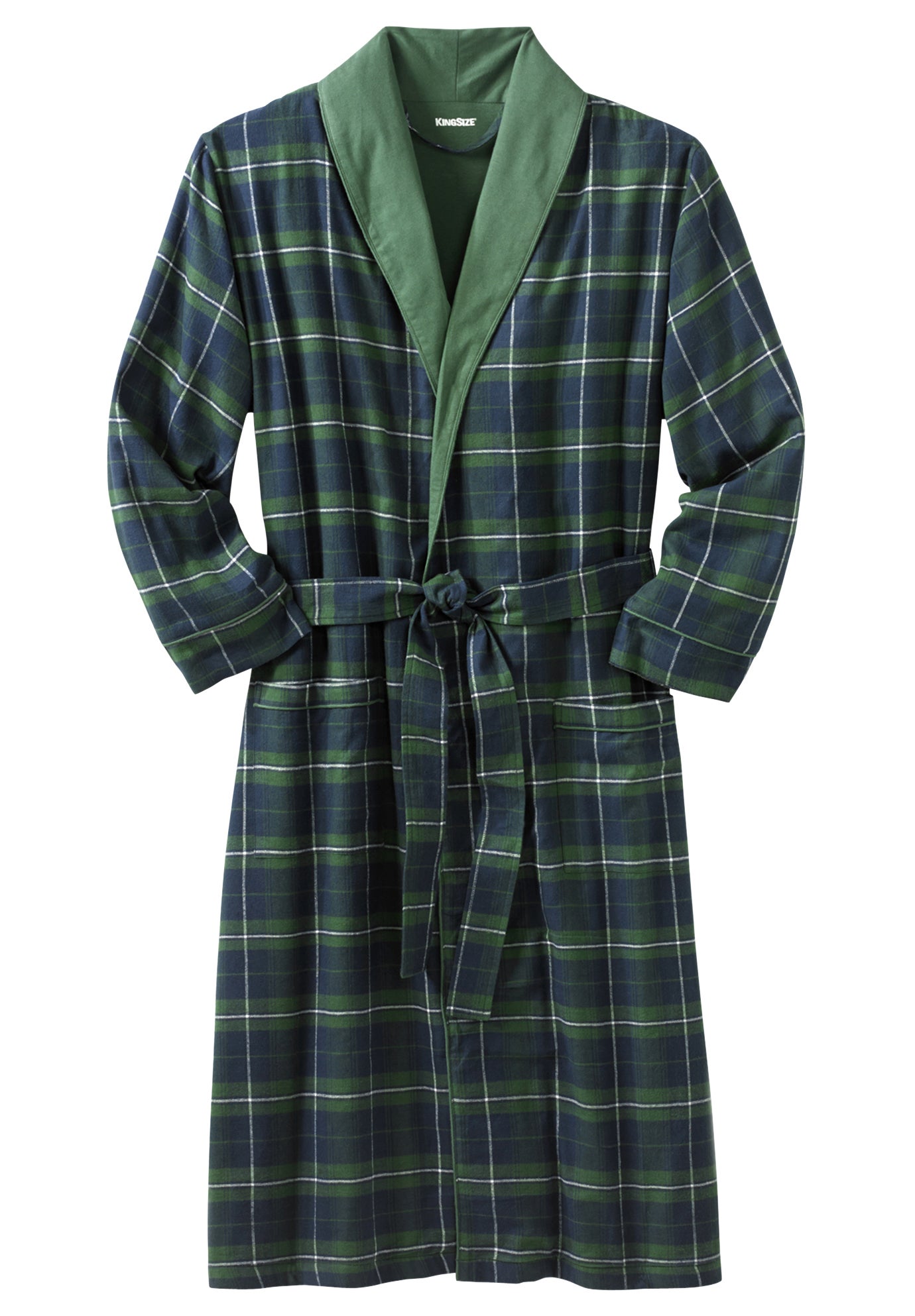 Jersey-Lined Flannel Robe image number 0