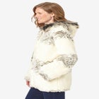Faux Fur Snowflake Print Hooded Jacket image number null