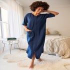 Long French Terry Zip-Front Robe image number null