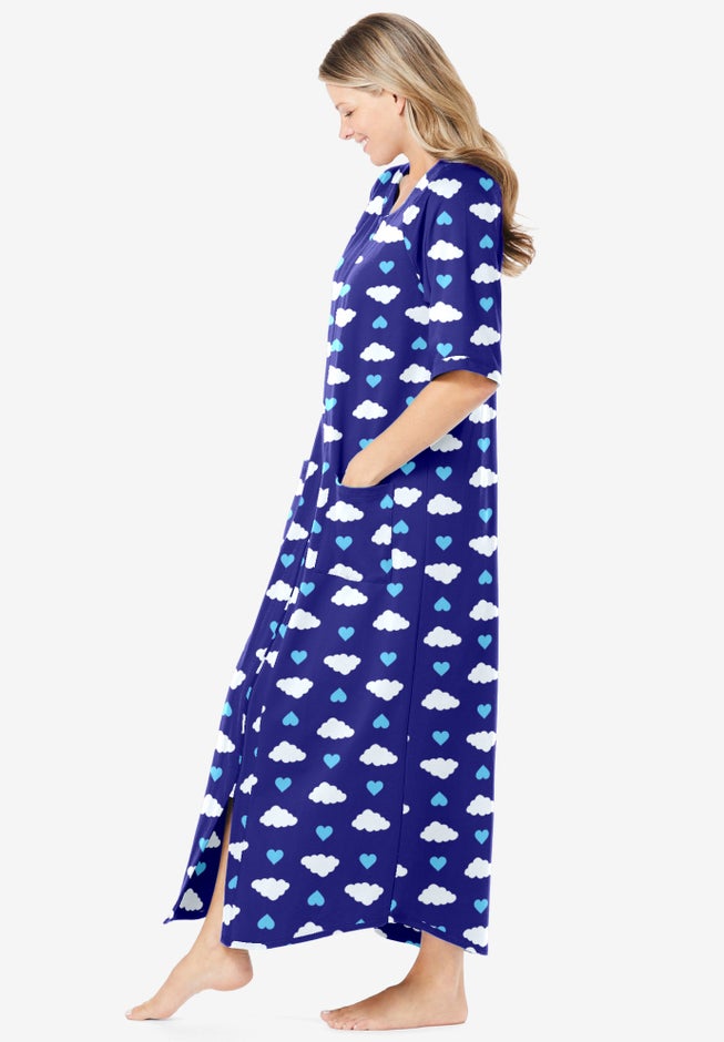 Long French Terry Zip-Front Robe image number 2