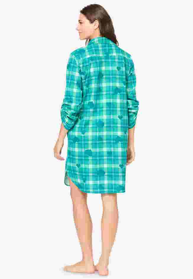 Plaid Flannel Button-Front Sleepshirt image number 1