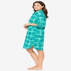 Plaid Flannel Button-Front Sleepshirt image number null