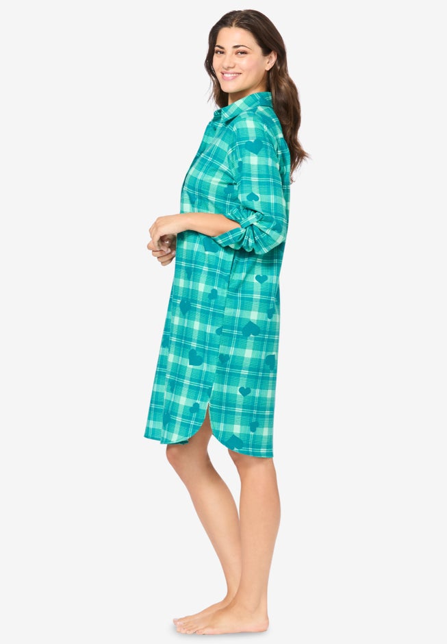 Plaid Flannel Button-Front Sleepshirt image number 2