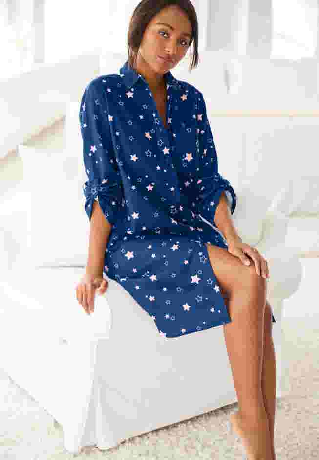 Plaid Flannel Button-Front Sleepshirt image number 4