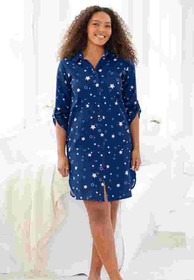 Plaid Flannel Button-Front Sleepshirt image number 6