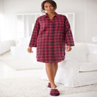 Plaid Flannel Button-Front Sleepshirt image number 2