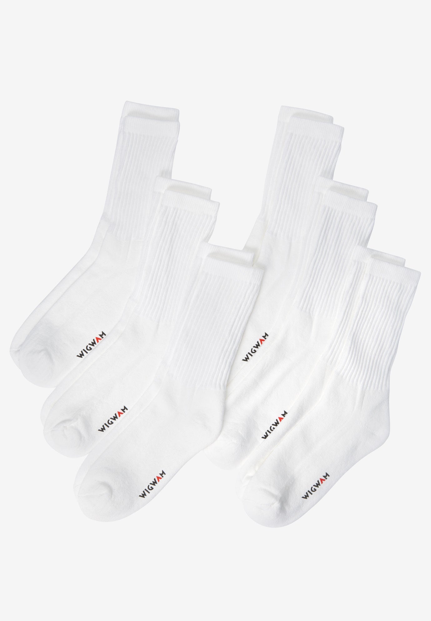 Wigwam® 6-Pack Athletic White Crew Socks image number 0