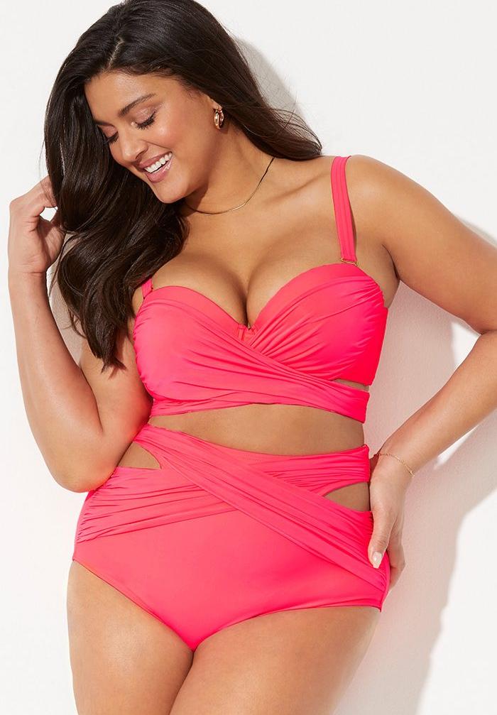 Cup Sized Wrap Underwire Bikini Set, 