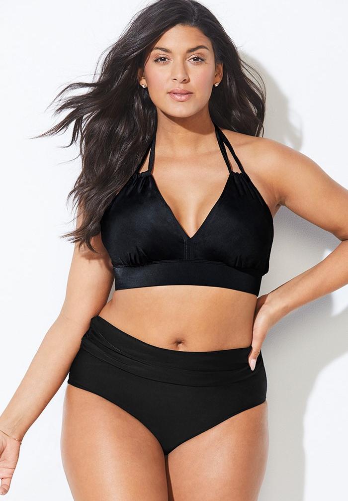 Loop Strap Halter Bikini Set With Foldover Brief, 