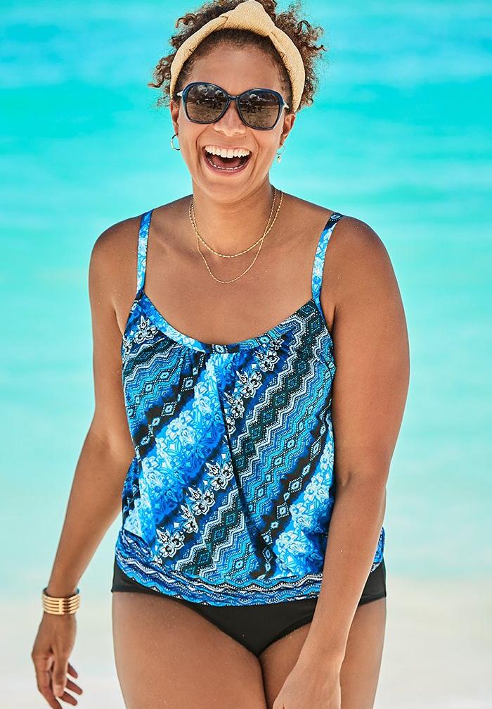 Lightweight Blouson Tankini Set, 