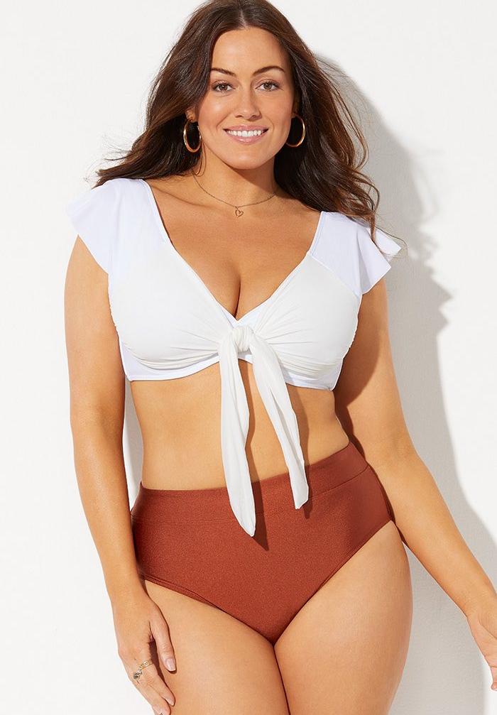 Cup Sized Cap Sleeve Underwire Bikini Set, 