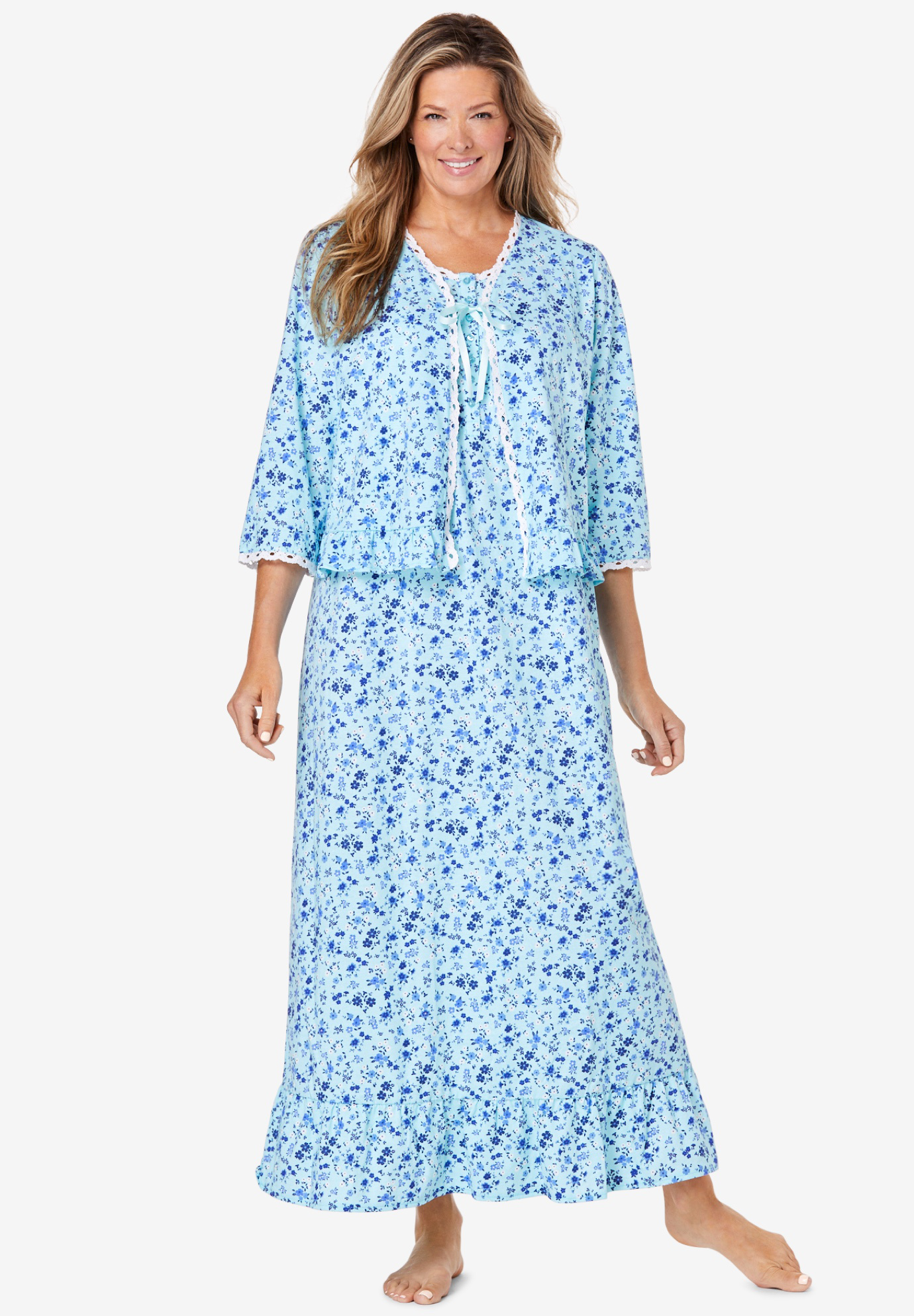 2-Piece Nightgown and Bed Jacket Set, 