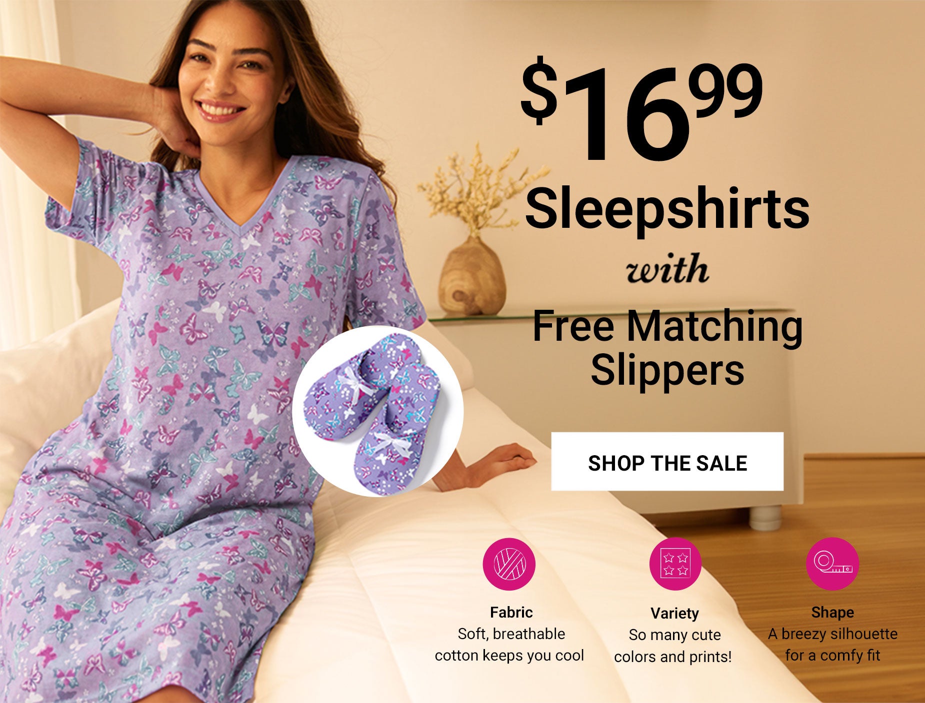 Sleepshirts With Free Matching Slippers Shop Now